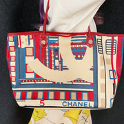 Chanel No.5 Vintage Flower Pattern Red Tote